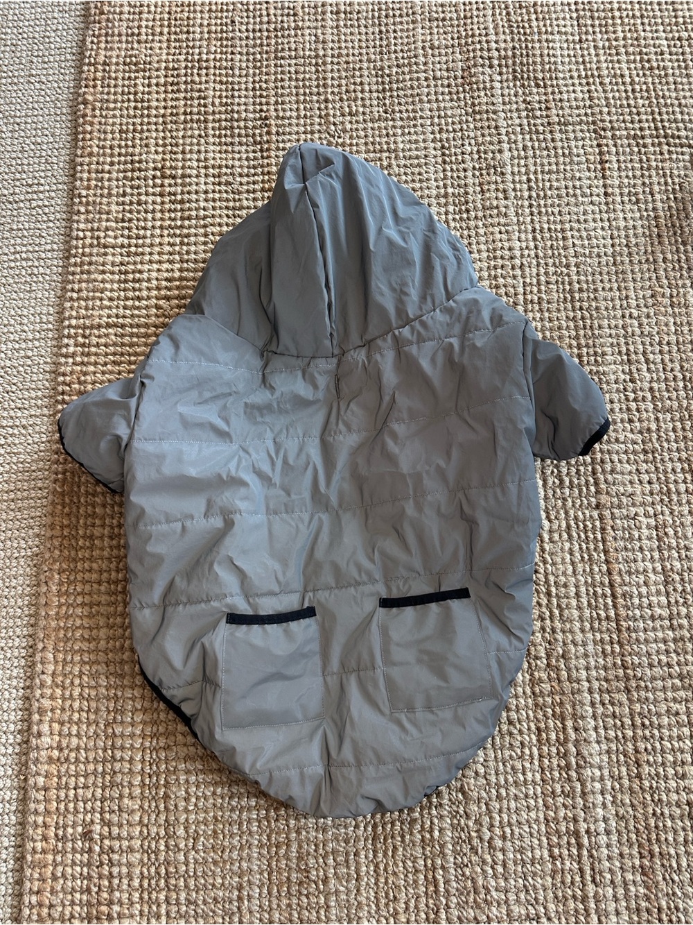 Dog Hooded Puffer Jacket in Light Gray